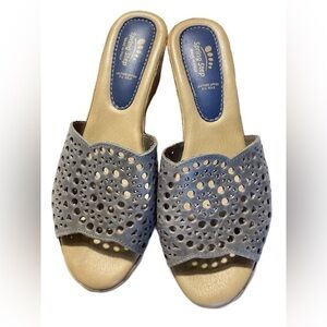 Spring Step Martha Leather Wedge Sandal Gray US 10.5/11